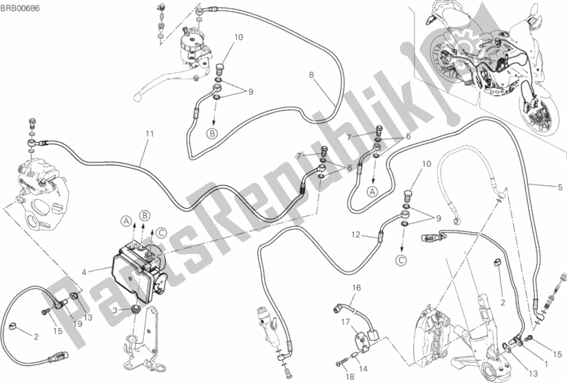Tutte le parti per il Impianto Frenante Abs del Ducati Multistrada 1260 Enduro 2019